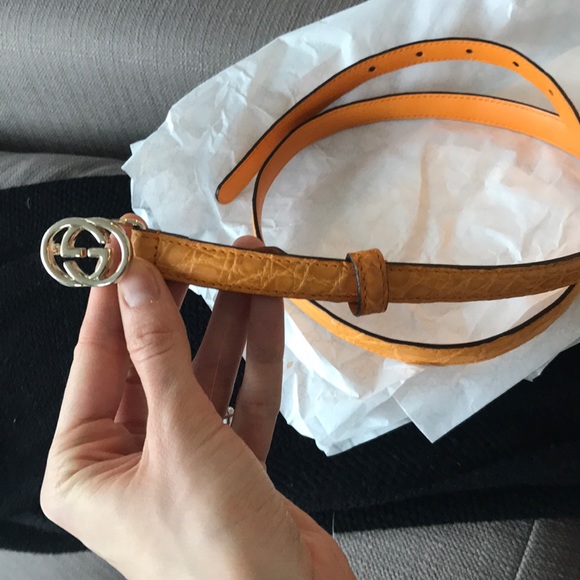 Gucci NWOT tangerine double G mini skinny belt